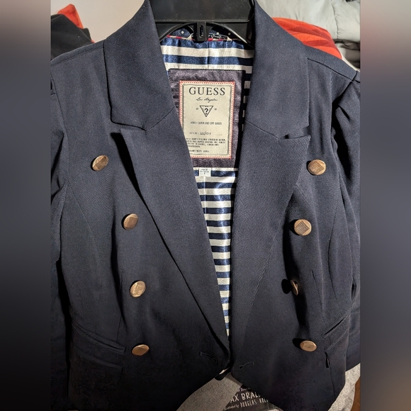Guess Women's Navy Blazer with Gold Buttons - Picture 2 of 9